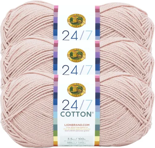 Vista 28 de Lion Brand Yarn - Hilo ligero 24/7 de algodón para tejer, hacer ganchillo y manualidades, Ámbar, paquete de 1 Light Worsted 100% Mercerized Cotton