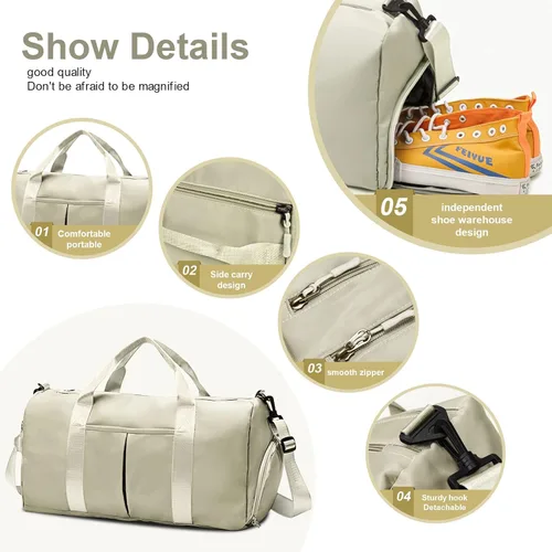 Vista 5 de ZGWJ Bolsa de viaje con relleno de hombro, impermeable, para mujeres y hombres, para natación, deportes, viajes, gimnasio, bolsa plegable