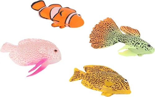 Vista 3 de GLOGLOW Peces luminosos, peces artificiales - 4 piezas para oficina, hogar, jardín acuario