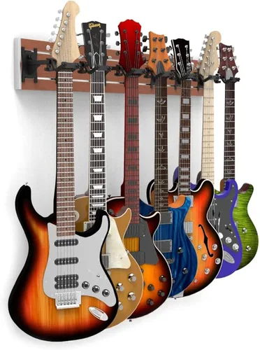 Vista 37 de DLDIRECT DiamondLife - Soporte de pared para guitarra color rojo cereza de 48 pulgadas, 3 perchas cromadas con bloqueo de seguridad acolchado