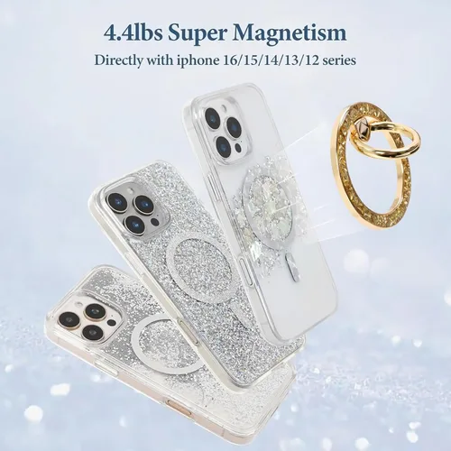 Vista 5 de Anillo magnético para teléfono MagSafe Grip [Super Magnet] StylishTwinkle Design Soporte de anillo Soporte de anillo Magsafe Pop Socket (dorado)