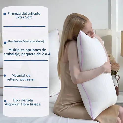 Vista 4 de VAINOC Juego de 2 almohadas de tamaño estándar, transpirables de la colección de hotel para dormir, relleno de microfibra alternativa de plumón