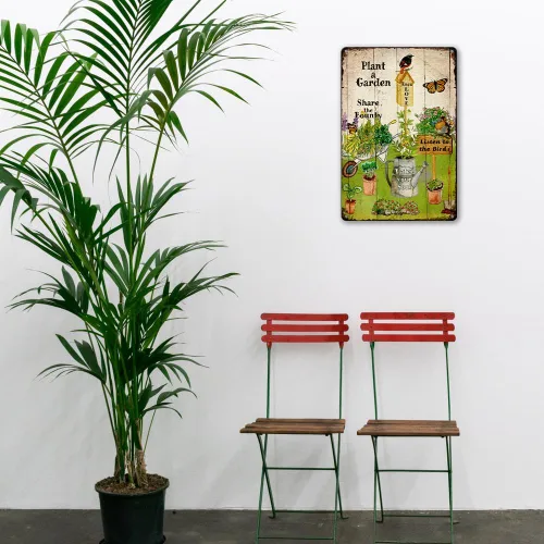 Vista 7 de Letreros de metal retro para jardín, decoración al aire libre, letrero de jardín con planta A, regalo de jardinería para mujeres, divertido arte