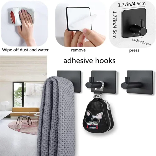 Vista 5 de szhdxsy - Juego de 6 accesorios de baño negro mate, soporte para toallas de acero inoxidable SUS 304 montado en la pared, incluye toallero de 16