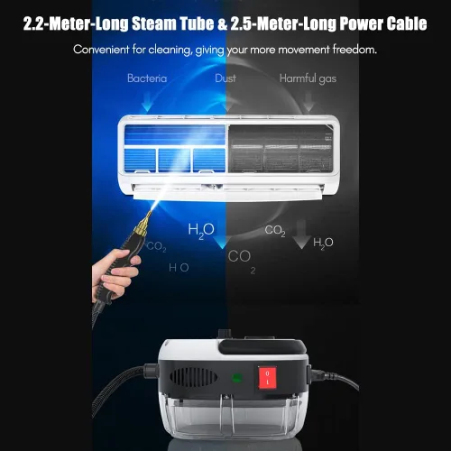 Vista 5 de Limpiador de vapor portátil de mano, máquina de limpieza de vapor a presión (rojo) Alta temperatura presurizada con cabezales de cepillo