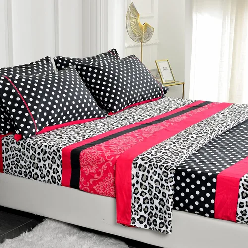 Vista 17 de American Home Collection - Juego de sábanas y fundas de almohada estampadas de 6 piezas, con 14 pulgadas de caída; sábanas de microfibra con doble