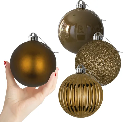 Vista 108 de Esferas pequeñas de bronce de 1.6 pulgadas para decoración del árbol de Navidad, adornos inastillables para cumpleaños, Halloween, vacaciones, boda