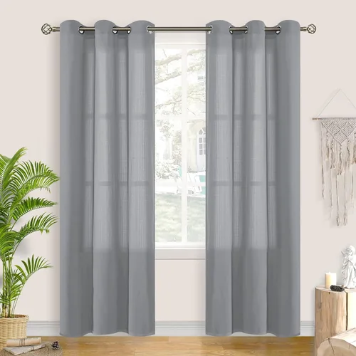 Vista 44 de BGment Cortinas cortas de lino transparente de 40 pulgadas para cafetería, con ojales, filtrado de luz, semitransparentes para ventanas pequeñas