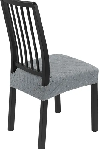 Vista 48 de SearchI Juego de 2 fundas de asiento elásticas para sillas de comedor, suaves, extraíbles y lavables, para sillas de comedor, protector de asiento