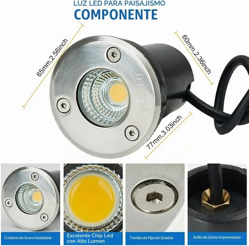 Vista 5 de Paquete de 12 luces LED de bajo voltaje de 3 W, luces de pozo de 12 V/24 V CA/CC, luz impermeable IP67 en tierra e iluminación de paisaje