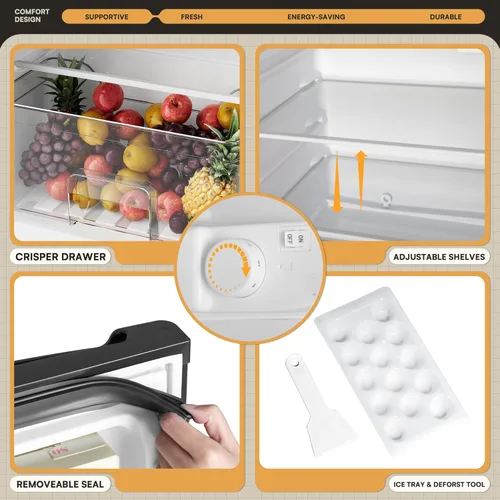 Vista 5 de Manastin - Mini refrigerador de 4.4 pies cúbicos con congelador, refrigerador pequeño de 2 puertas para cocina, dormitorio, oficina y dormitorio