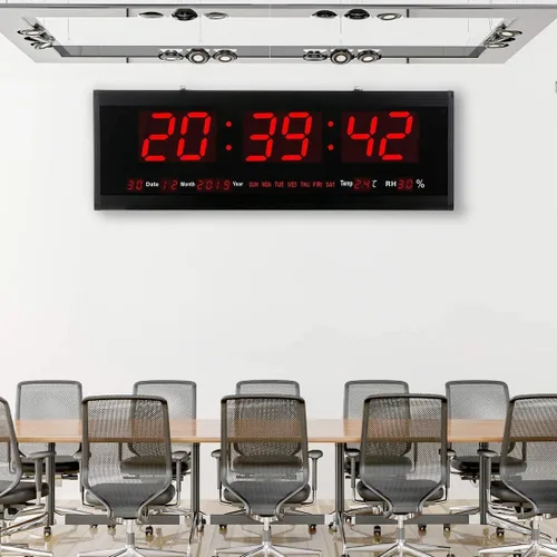 Vista 6 de Rsobl Reloj de pared digital LED de gran tamaño de 21.6 pulgadas, pantalla grande con temperatura interior, fecha y día de la semana, reloj