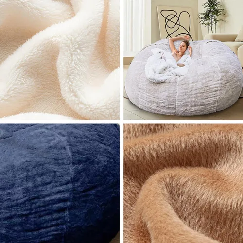 Vista 4 de HDMLDP - Funda de puf para niños y adultos, sin relleno, funda cómoda, esponjosa y redonda, para sofá tipo puf, para silla de lectura, silla de Gris