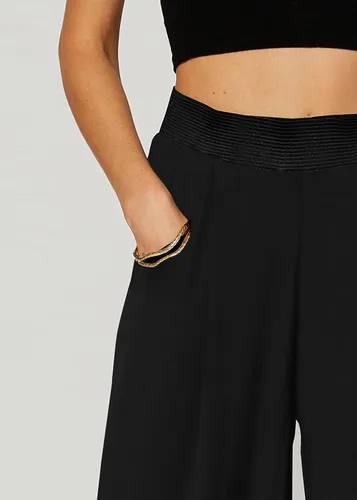 Vista 7 de Pantalones Palazzo de alta calidad para mujer con bolsillos, cintura alta, diseños sólidos e impresos, Palazzo, talla única