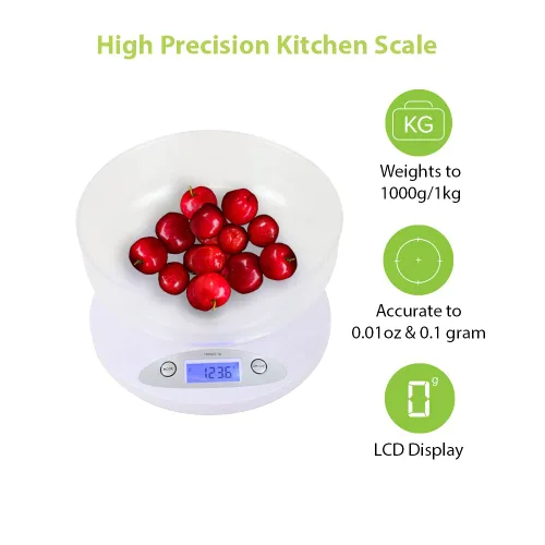 Vista 2 de Grow1 Báscula digital hidropónica de nutrientes para plantas de cultivo de 0.00 oz con cuenco de plástico extraíble, báscula digital de cocina