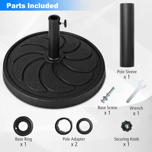 Vista 5 de Tangkula Base de sombrilla de 40 libras, sombrilla redonda resistente para exteriores, para mesa de 1.5 a 1.9 pulgadas, soporte de paraguas