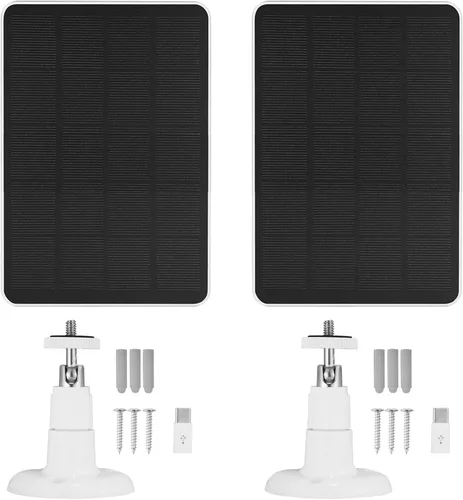 Vista 5 de Paquete de 2 cargadores de cámara de panel solar de 5 V 7 W para cámara SimpliSafe al aire libre y cámara de seguridad al aire libre Serie 2 Cable