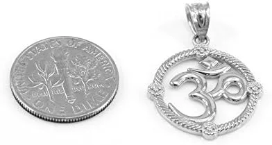 Vista 2 de Colgante de plata de ley 925 CZ con cuerda Medallion Yoga Om Charm