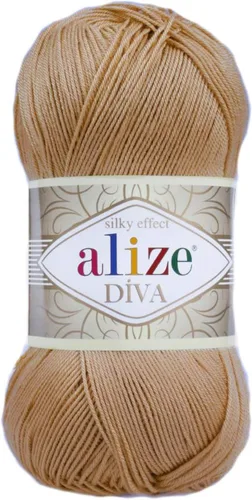 Vista 37 de Alize Diva Silk Effect 100% hilo acrílico de microfibra, 1 madejas de bola de 3.53 oz 383yds color (1 - crema)