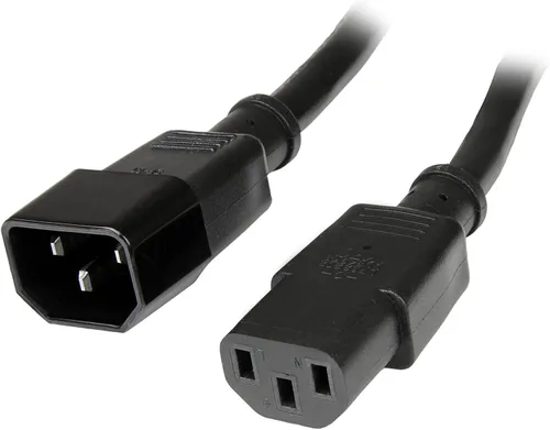 Vista 6 de StarTech Cable de extensión de alimentación de 1 pie, C14 a C13, 10A 125V, 18AWG, extensión de cable de alimentación de computadora, IEC-320-C14 a