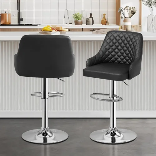 Vista 17 de Juego de 2 taburetes de bar ajustables para encimera de cocina, color marrón