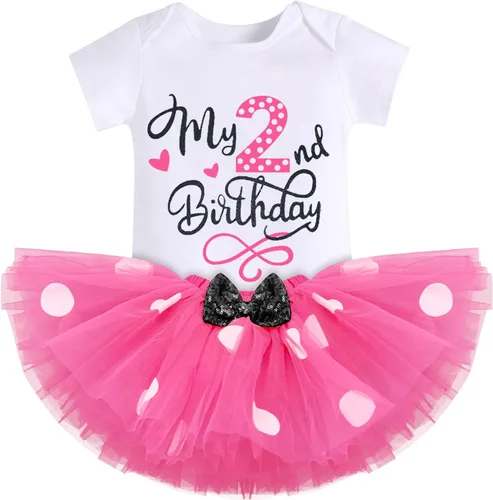 Vista 21 de IMEKIS Conjunto de Ropa de Cumpleaños de Ratón para Bebé Niña 1er 2do Cumpleaños Pelele Romper para Romper Tartas Falda Tutú Conjunto de Lunares