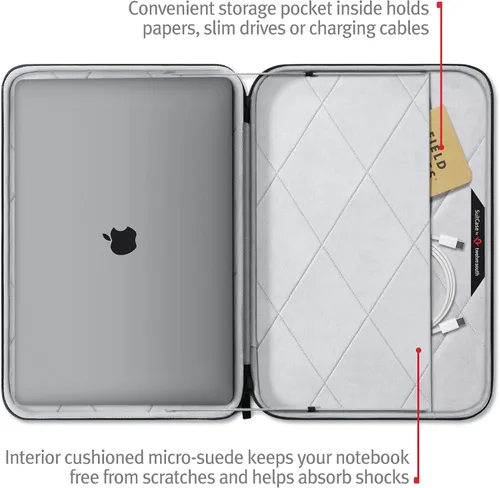 Vista 2 de Twelve South SuitCase - Funda rígida protectora a medida con bolsillo interior y asa de piel para MacBook Pro M1 de 14 pulgadas, color gris oscuro