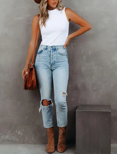 Vista 5 de Camisetas de manga larga con cuello alto falso para mujer, de punto acanalado, ajustadas, informales, camisetas básicas