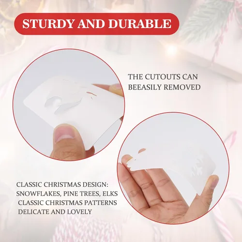 Vista 5 de joycraft 150 etiquetas de regalo de Navidad con cuerda, 3 estilos de etiquetas blancas huecas en blanco, etiquetas colgantes de regalo