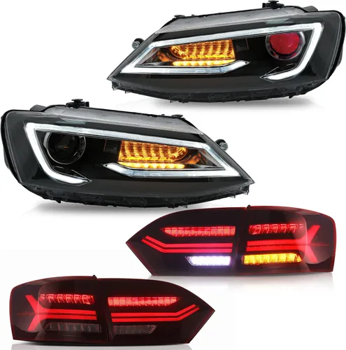 Vista 9 de VLAND Luces traseras LED para Jetta Sagitar 12-14 2011-2014 (no compatible con GLI y versión LED), montaje completo de lámpara trasera LED, rojo