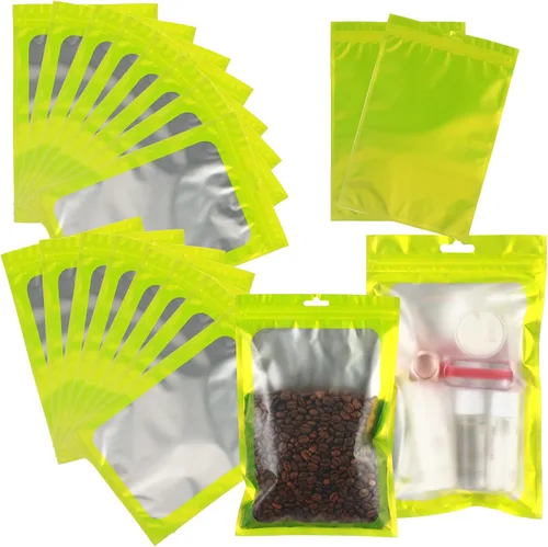 Vista 17 de 400 bolsas de Mylar resellables de 4 x 5 pulgadas, color negro, para almacenamiento de alimentos, bolsa resellable de Mylar con ventana transparente