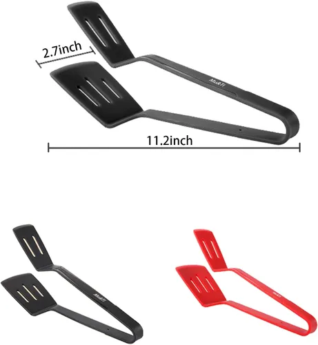 Vista 2 de Mu&Ti Pinzas de cocina de silicona, pinzas para cocinar de 11 pulgadas, espátula de abrazadera de barbacoa para pinzas de pan, abrazadera para 1
