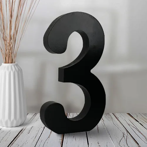 Vista 14 de AOCEAN Números de madera negra de 6 pulgadas, número de madera sin terminar para Halloween, números decorativos de pie, rebanadas, decoración
