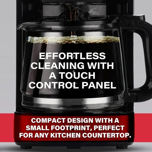 Vista 4 de Melitta Aroma Tocco - Cafetera de goteo de vidrio de 10 tazas, automática y programable, capacidad de 96 onzas con 5 filtros de café, color negro