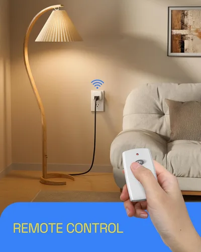 Vista 7 de HBN Enchufe de control remoto, interruptor remoto con señal RF de 100 pies, interruptor de luz remoto inalámbrico, interruptor de encendido