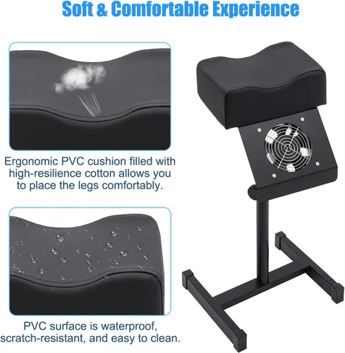 Vista 5 de Soporte de pie de pedicura, reposapiés de manicura de pedicura ajustable con ventilador extractor de polvo y bolsa, silla de pedicura antideslizante