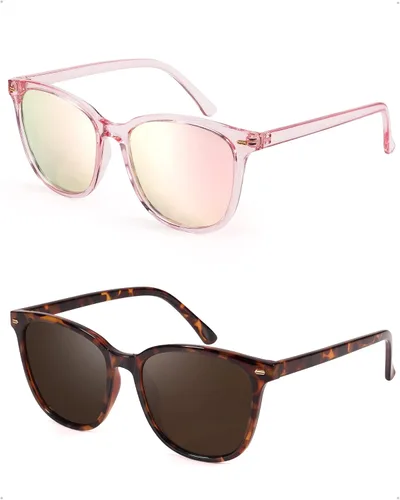 Vista 30 de FIMILU Paquete de 2 lentes de sol polarizados para mujer, lentes de protección UV400, montura grande, lentes de moda, elegantes