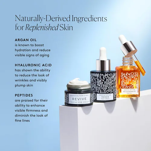 Vista 6 de Naked & Thriving Rutina nocturna restauradora Suero de noche Renovado (1.0 fl oz) + crema de ojos Revive (0.5 fl oz) + aceite facial rejuvenecedor