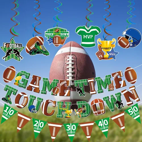 Vista 3 de Decoraciones de fiesta de Superbowl 2023 - Bandera de retoque para fiestas de fútbol, decoraciones para fiestas deportivas, suministros para fiestas