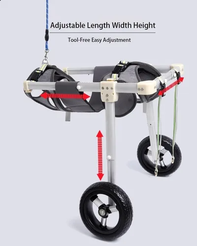 Vista 3 de Dog Wheelchair for Back Legs, Adjustable Pet Mobility Cart, 2 Wheel Dog Walking Aid for Paralyzed, Disabled, Senior Dogs, Lightweight Rehab Scooter