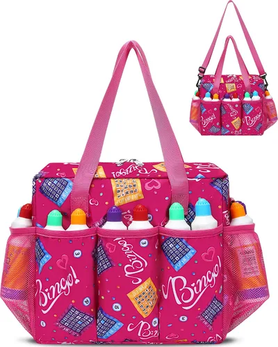 Vista 10 de Bolsa de Bingo con Bolsillos para Marcadores Casino Accesorios de Juego de Bingo para Adultos Mayores Negro