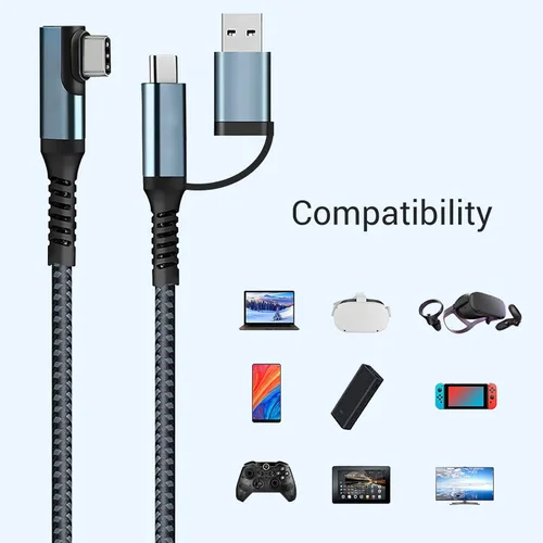Vista 6 de SUMPK Cable de enlace VR de 20 pies compatible con Oculus Quest 2 USB 32 tipo C a C de 5 Gbps de transferencia de datos de alta velocidad y cable
