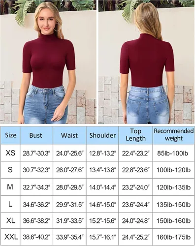 Vista 6 de MANGOPOP Camiseta ajustada de manga larga con cuello alto falso para mujer, manga 34