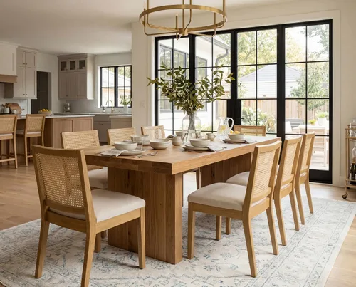 Vista 9 de BESTANO Juego de 2 sillas de comedor de ratán estilo granja, sillas de cocina de madera negra para comedor rectangular, sillas de cocina de mimbre