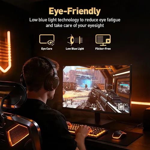 Vista 6 de KOORUI Monitor de juegos de 24 pulgadas 144Hz Full HD 1920 x 1080p IPS ultra delgado con HDMI VGA, sincronización adaptativa, 99% SRGB, VESA