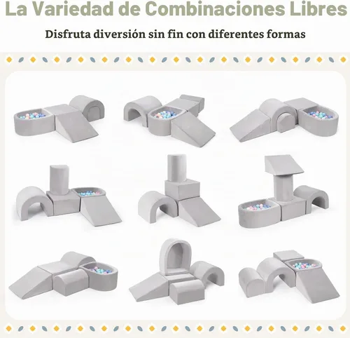 Vista 3 de Rinnebbit Bloques de escalada de espuma para niños pequeños, juego de 5 piezas para escalar túneles y gatear, juego de actividades en interiores