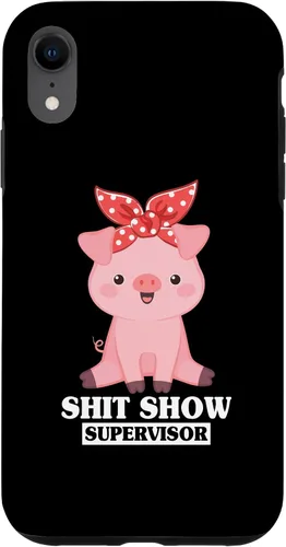 Vista 8 de Funda para iPhone 14 Humor Shit Show Supervisor Pig Shitshow Supervisor