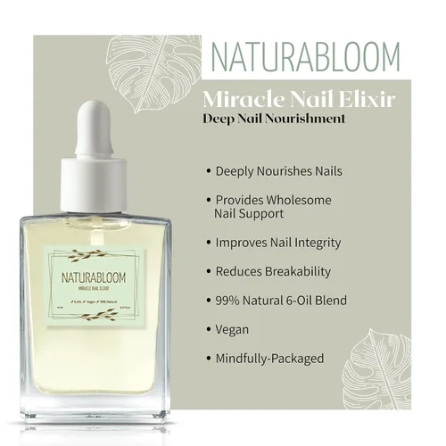 Vista 2 de Miracle Elixir - Aceite de reparación de uñas 99% natural para uñas dañadas y débiles, vegano, crecimiento y fortalecedor