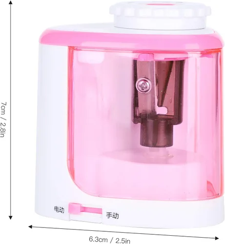 Vista 5 de Sacapuntas eléctrico resistente, sacapuntas de alta velocidad con batería, sacapuntas eléctrico y manual apto para niños, para el hogar, oficina