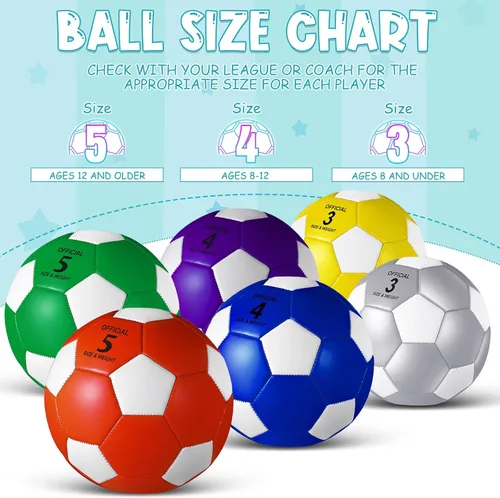 Vista 3 de Jexine Balón de fútbol a granel con inflador, tamaño oficial, para interiores y exteriores, suave, regalo deportivo para niños, adolescentes